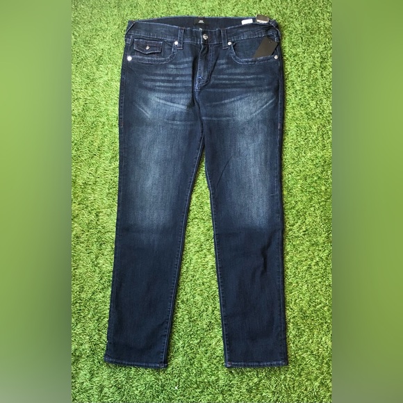 True Religion Geno Relaxed Slim Fit Flap Jeans ~DK Saphire ~ Size 40 - Picture 3 of 11